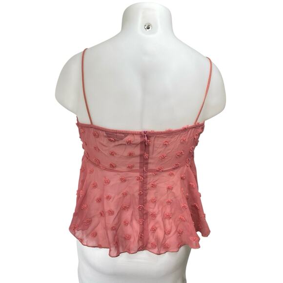 Shein Pink Sleeveless Ruched Embellished Cami Camisole Tank Babydoll Crop Top 12 - Picture 2 of 4